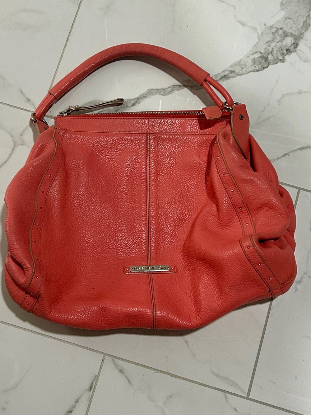 Adrienne Vittadini Coral Leather Pebbled Hobo Bag